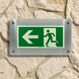 design menekülési útvonal tábla balra - alumínium
