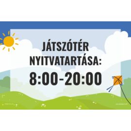 játszótér nyitvatartás tábla