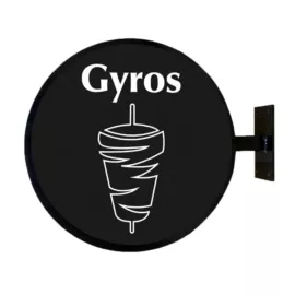 kétoldalas kerek cégér fekete - gyros - világító