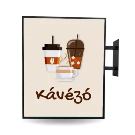 kétoldalas szögletes cégér poharas - kávézó - világító