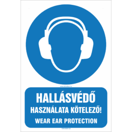 ear protection sign - hallásvédő használata kötelező tábla, ISO 7010 M003