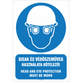 head-eye protection sign - sisak-védőszemüveg használata kötelező tábla