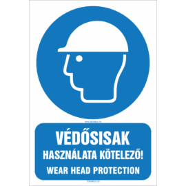 head protection sign - védősisak használata kötelező tábla, ISO 7010 M014 