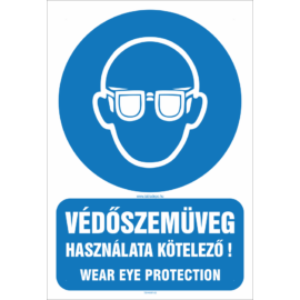wear eye protection - védőszemüveg használata kötelező tábla, ISO 7010 M004 