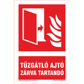 Tűzgátló ajtó matrica - 150x225 mm - ISO 7010 F007