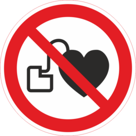 Szívritmus-szabályozóval használni tilos piktogram - matrica