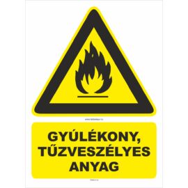 gyúlékony, tűzveszélyes anyag tábla és matrica