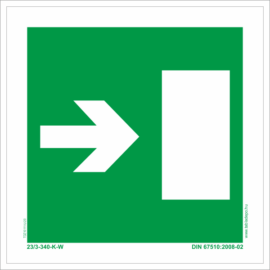 Vészkijárat jobbra – tábla - 100x100 mm