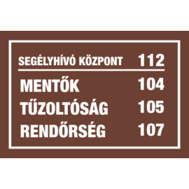 Segélyhívó számok matrica dohányboltba