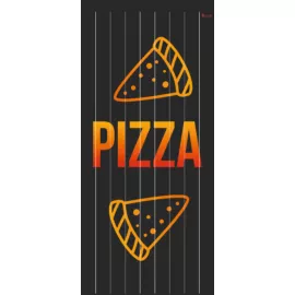 szalagfüggöny ajtóra - pizza - fekete-narancs