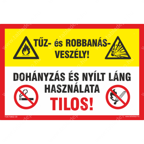 tűz és robbanásveszély tábla és matrica