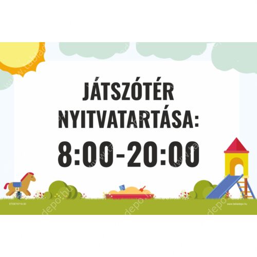 játszótér nyitvatartás tábla
