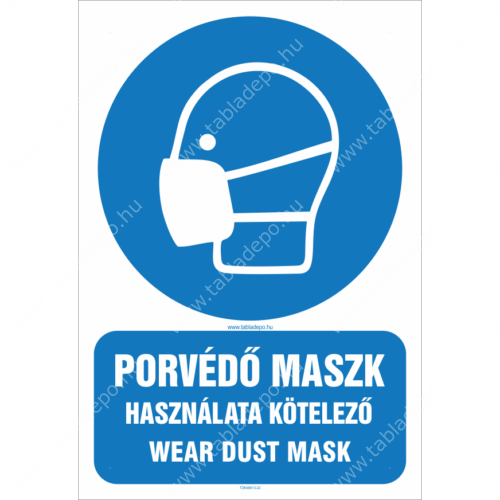 wear dust mask sign - porvédő maszk használata kötelező tábla, ISO 7010 M016
