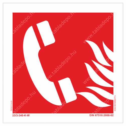 tűzvédelmi utánvilágító tábla, telefon piktogram