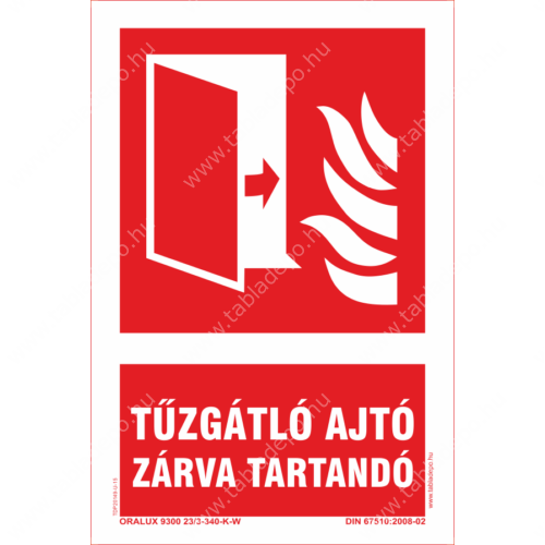 tűzgátló ajtó matrica és tábla