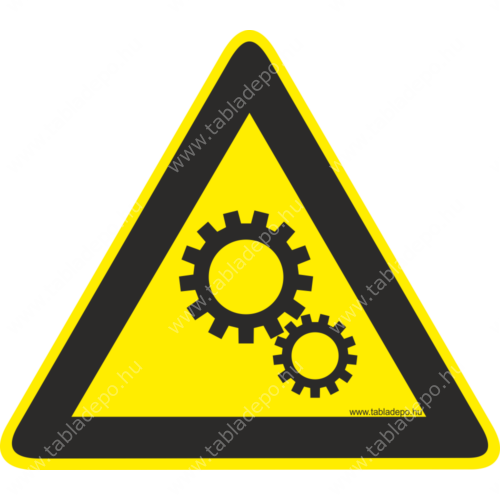 forgó alkatrészekre figyelmeztető jel – tábla és matrica
