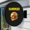Kép 1/2 - kétoldalas kerek cégér fekete - hamburgeres - világító