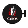 Kép 1/3 - kétoldalas kerek cégér fekete-tuzes - gyros - világító