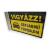 Kép 3/6 - vigyázz gépjármű forgalom kétoldalas tábla