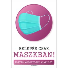 belépés csak maszkban tábla és matrica