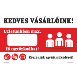 az üzletben tartózkodók maximális száma