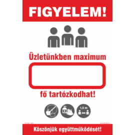az üzletben tartózkodók maximális száma