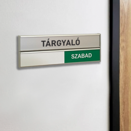 irodai tábla - tárgyaló/foglalt/szabad