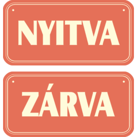 Zárva nyitva tábla - lazac színű - 200x100 mm