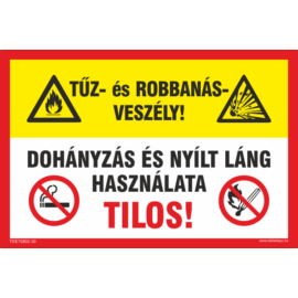 tűz és robbanásveszély tábla és matrica