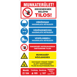 építési terület - munkaterület tábla, idegeneknek belépni tilos