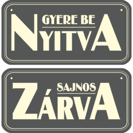 ajtótábla, nyitva zárva tábla