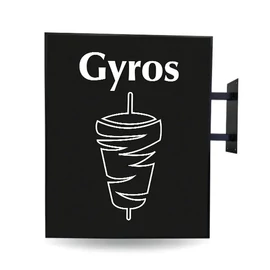 kétoldalas szögletes cégér fekete - gyros - világító