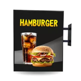 kétoldalas szögletes cégér fekete - hamburger - világító kétoldalas szögletes cégér fekete - hamburger - világító