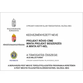 Pest Megye Területfejlesztési Program projekt tábla