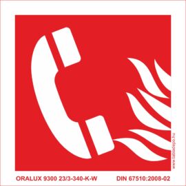 tűzvédelmi utánvilágító tábla, telefon piktogram