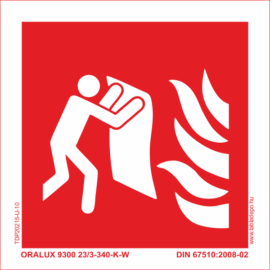 Tűzoltó takaró tábla - utánvilágító piktogram - 100x100 mm
