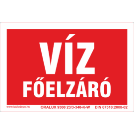 víz főelzáró tábla – utánvilágító