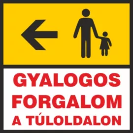 Gyalogos forgalom a túloldalon balra tábla