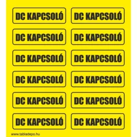 Napelemes rendszer jelölő matrica csomag - DC kapcsoló