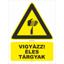 Vigyázz! Éles tárgyak matrica