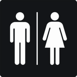 Férfi-női WC piktogram matrica - fehér-fekete