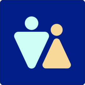 Férfi-női WC piktogram matrica - kék-sárga-világoskék