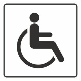 Mozgáskorlátozott WC piktogram tábla - fekete-fehér