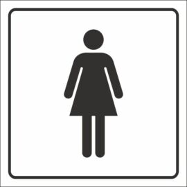 Női WC piktogram matrica - fekete-fehér