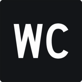 WC feliratú matrica - fehér-fekete