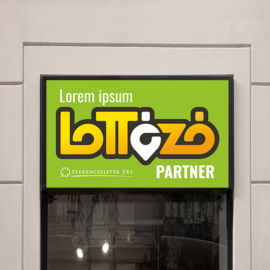 lottózó tábla világító az Ön boltjának nevével
