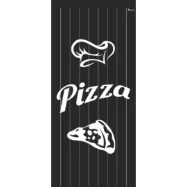 Szalagfüggöny ajtóra - pizza - fekete-fehér - 90x200