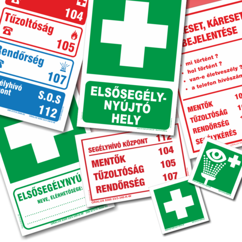 Elsősegély táblák és matricák