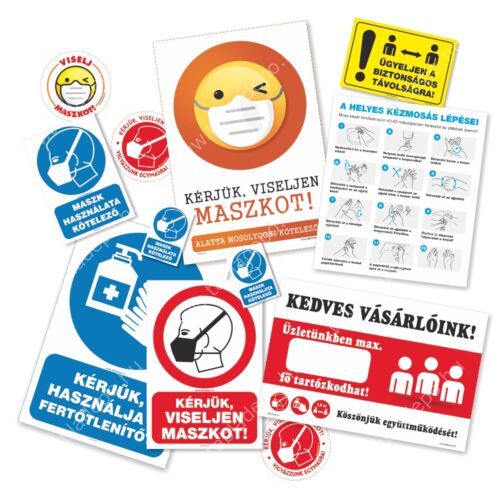 kérjük viseljen maszkot táblák és matricák