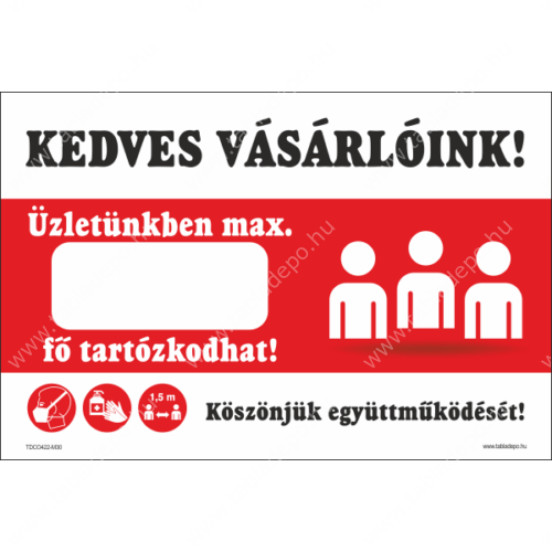 az üzletben tartózkodók maximális száma